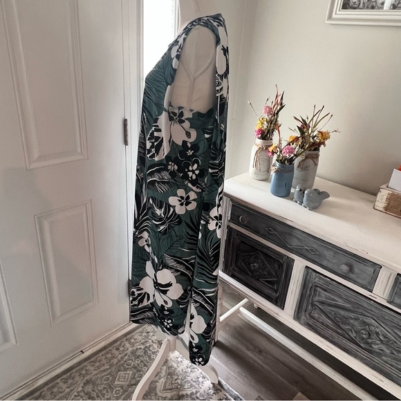 Cuddl duds shortsleeve maxi hi low dress tropical large - Picture 2 of 8